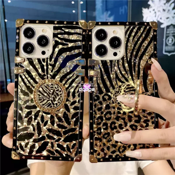 Luxury leopard iPhone Case with ring